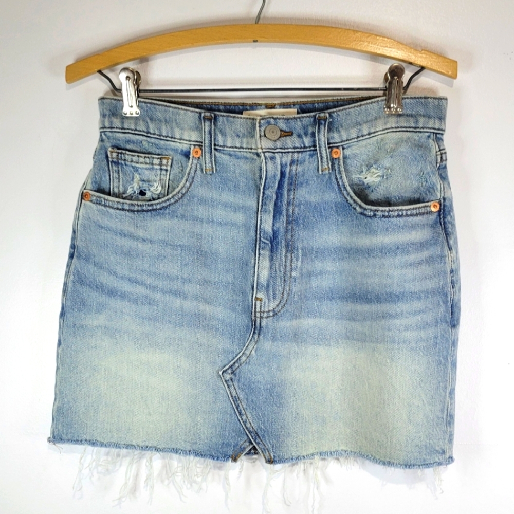 Lucky Brand Blossom Mini Skirt Women's 6 / 28 Blue Whisker Frayed Hem 5-Pocket.